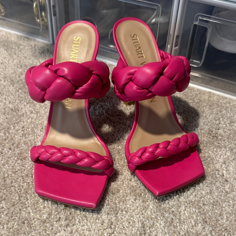 Stuart Weitzman Fuchsia Braided Heels